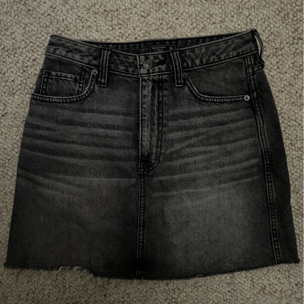Gray Acid Wash Jean Skirt